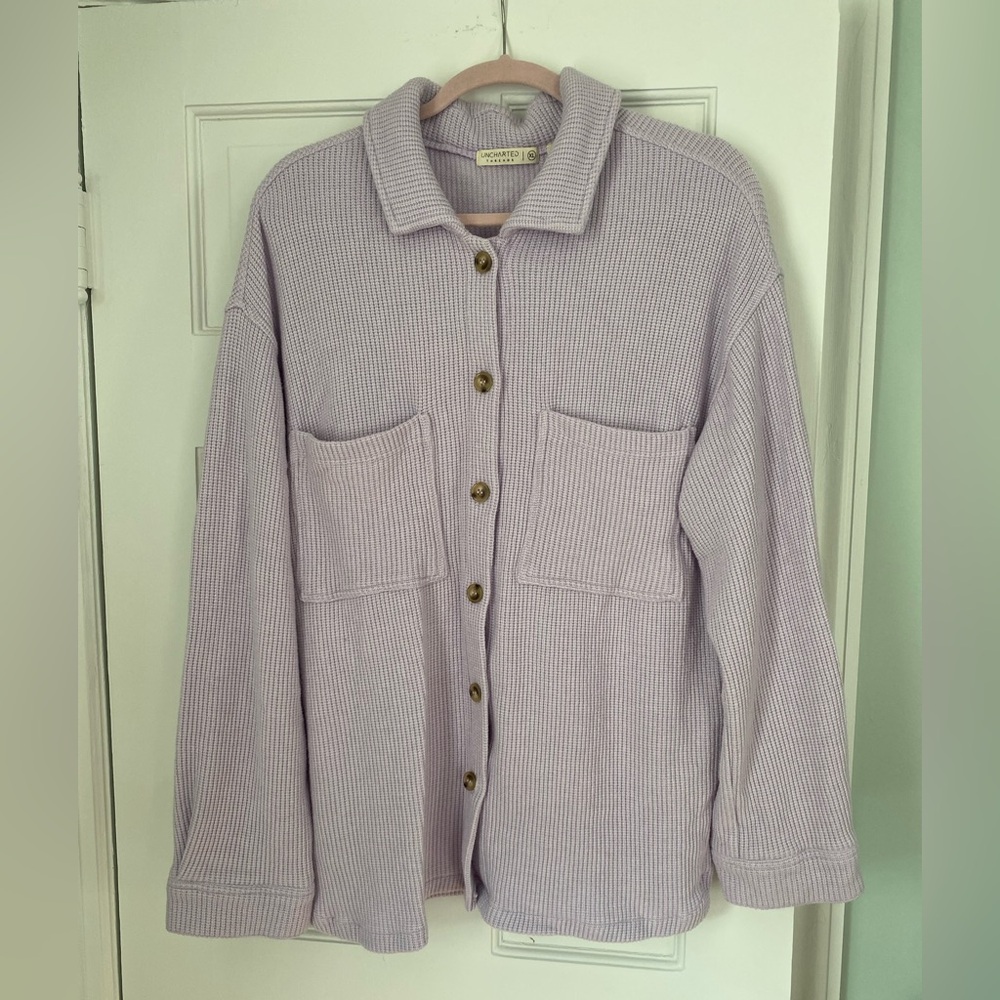 Lavender Button-Up Cardigan
